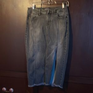 Grey denim midi skirt